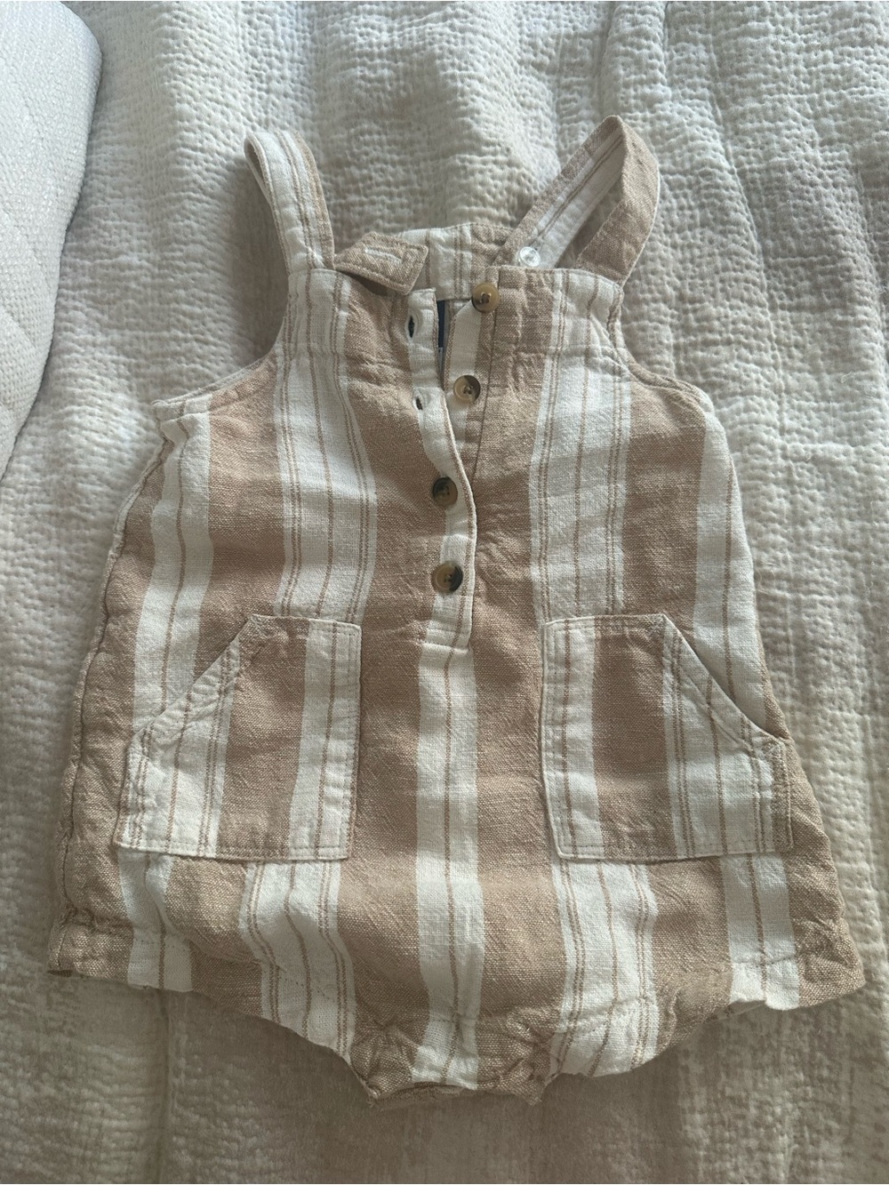 |Old Navy| Beige and White Striped One-Piece Bodysuit